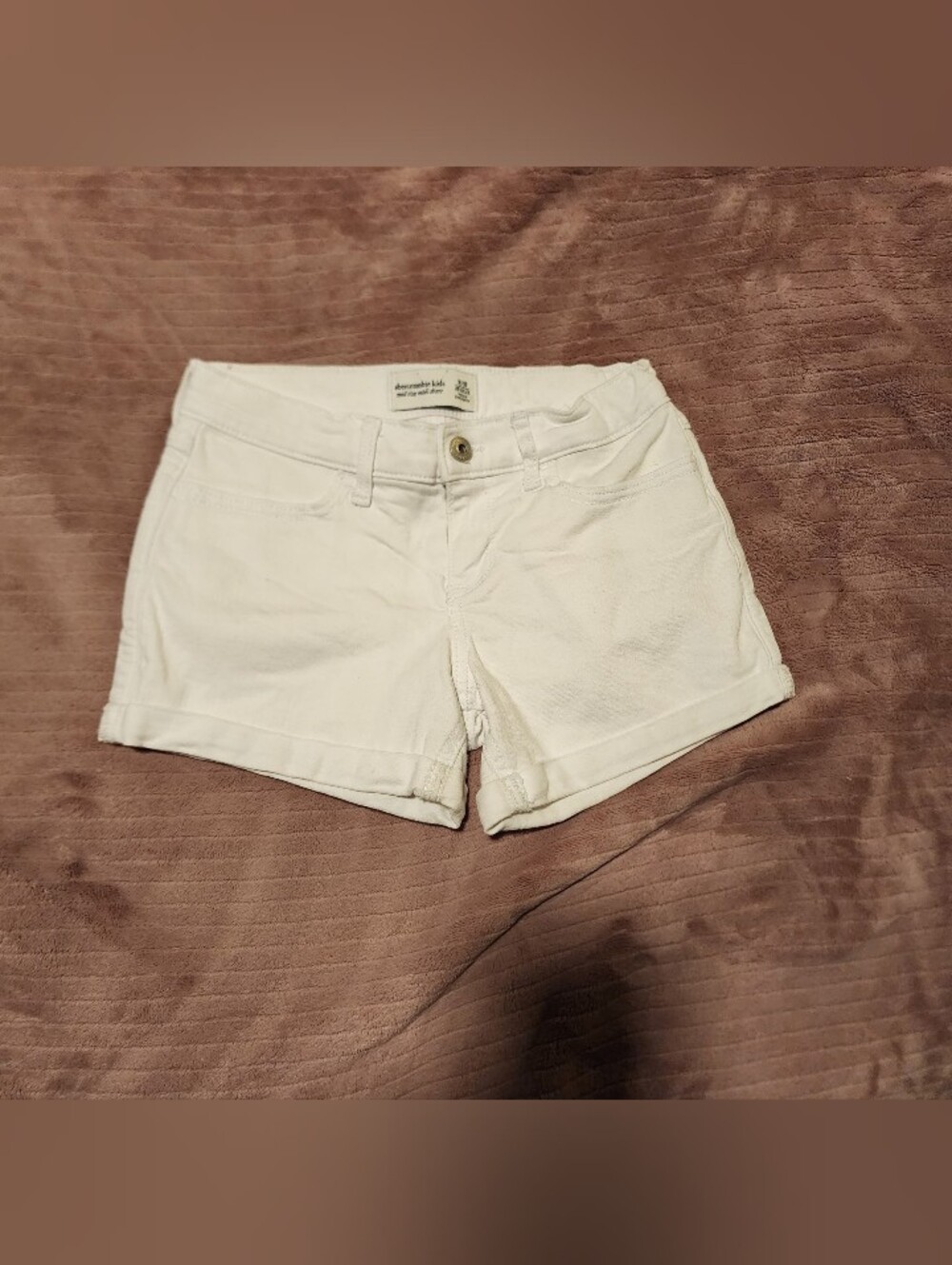 Abercrombie Kids Girls Solid White Mid Rise Midi Denim Shorts Sz 9/10